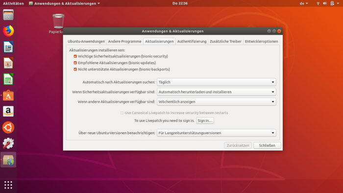 Das Live-Patching lässt sich leicht selbst konfigurieren. (Bild: Ubuntu, Screenshot: Golem.de)